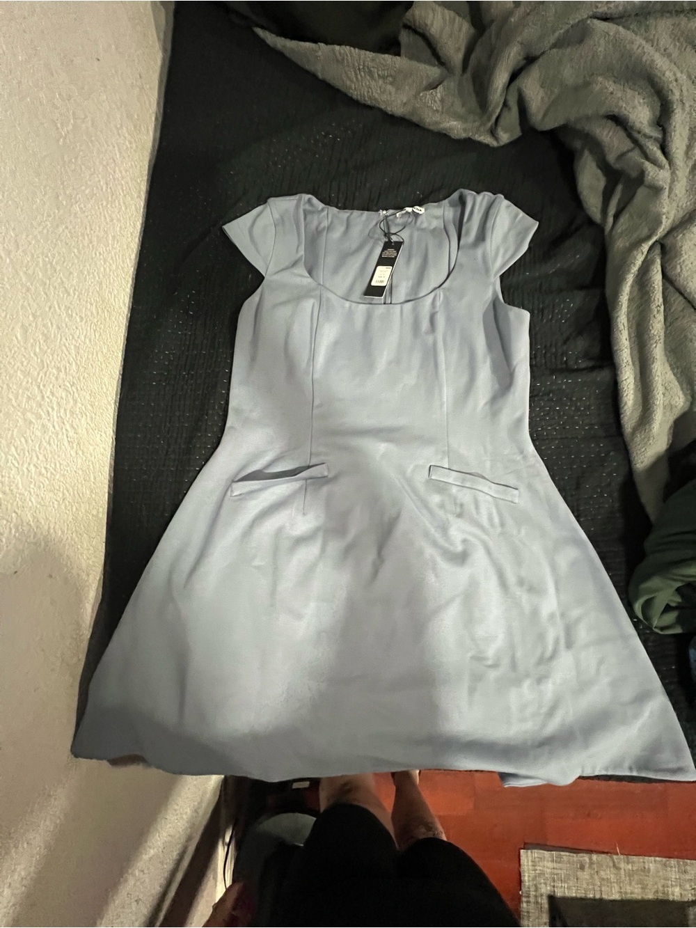 Fashion Nova Powder Blue Scoop Neck Mini Dress